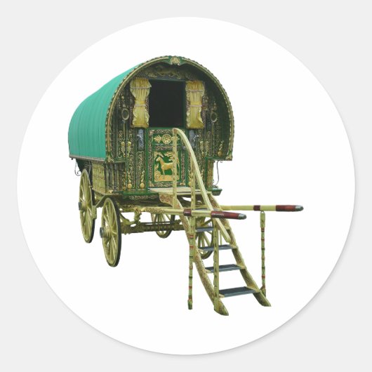 Gypsy bowtop caravan classic round sticker (Voorkant)