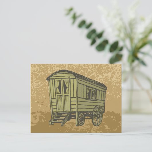 Gypsy caravan wagon briefkaart (Staand voorkant)