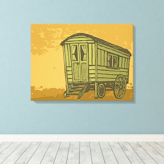 Gypsy caravan wagon canvas afdruk (Insitu (Houten vloer))