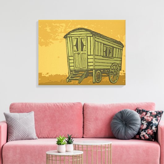 Gypsy caravan wagon canvas afdruk (Insitu (Woonkamer))