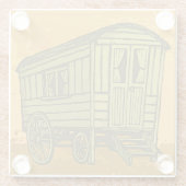 Gypsy caravan wagon glazen onderzetter (Achterkant)