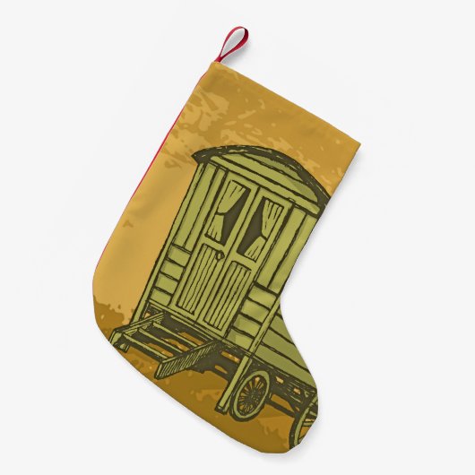 Gypsy caravan wagon kleine kerstsok (Voorkant (Hangend))