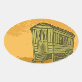 Gypsy caravan wagon ovale sticker (Voorkant)