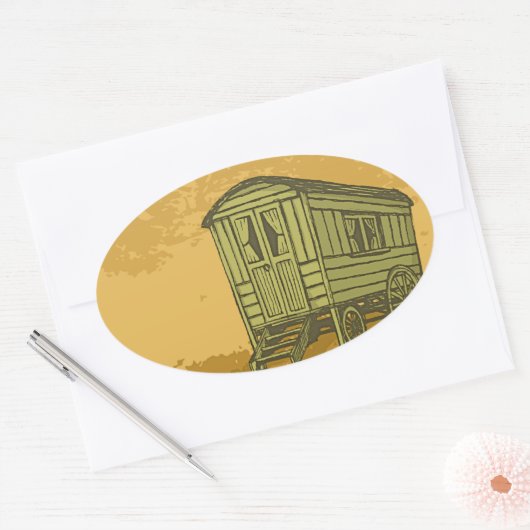 Gypsy caravan wagon ovale sticker (Envelop)