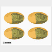 Gypsy caravan wagon ovale sticker (Vel)