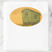 Gypsy caravan wagon ovale sticker (Tas)
