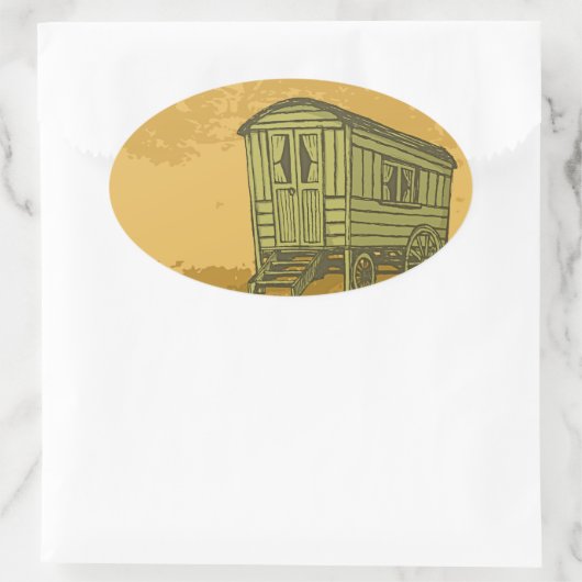 Gypsy caravan wagon ovale sticker (Tas)