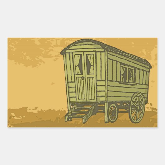 Gypsy caravan wagon rechthoekige sticker (Voorkant)