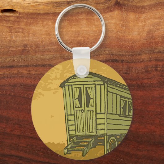 Gypsy caravan wagon sleutelhanger (Voorkant)