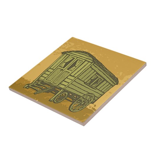 Gypsy caravan wagon tegeltje (Zijkant)