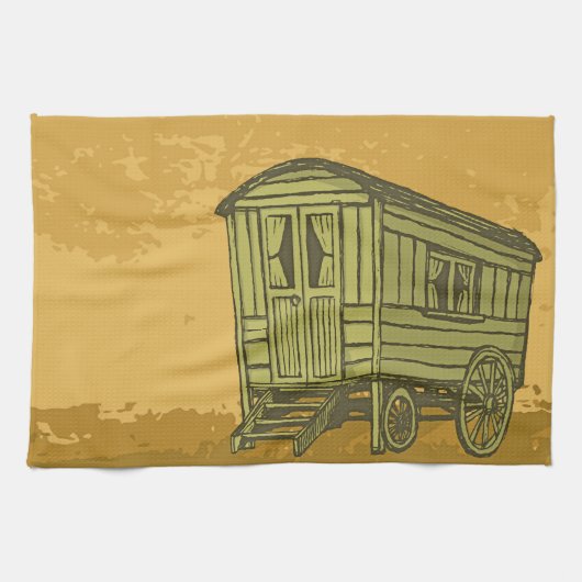 Gypsy caravan wagon theedoek (Horizontaal)