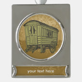 Gypsy caravan wagon verzilverd banner ornament (Voorkant)
