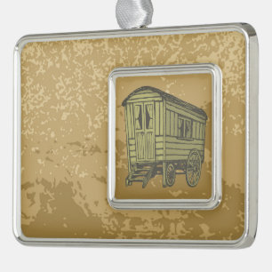 Gypsy caravan wagon verzilverd omlijst ornament