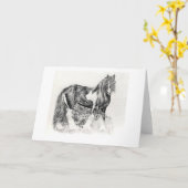 Gypsy Cob Horse Portret Blank Wenskaart Kaart (Gele Bloem)
