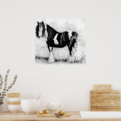 Gypsy Cob Horse Portret Poster (Keuken)