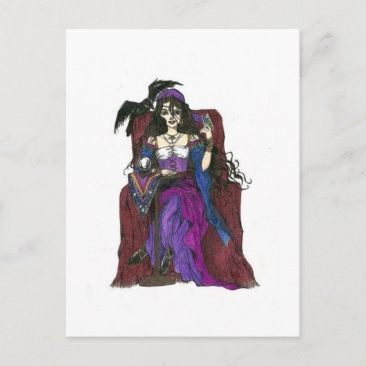 Gypsy Fortune Teller en Crow Briefkaart (Voorkant)