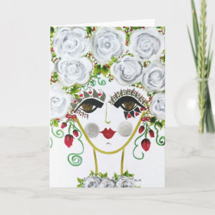Gypsy Garden Girl Cerise - Note Card Kaart