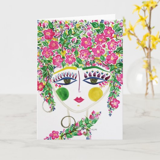Gypsy Garden Girl Cherry Blossom - briefkaart (Gele Bloem)