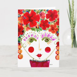 Gypsy Garden Girl Hibiscus - Note Card Kaart