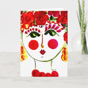 Gypsy Garden Girl Poppy - Note Card Kaart
