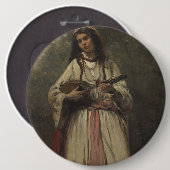 Gypsy Girl met Mandolin Ronde Button 6,0 Cm (Voorkant /achterkant)