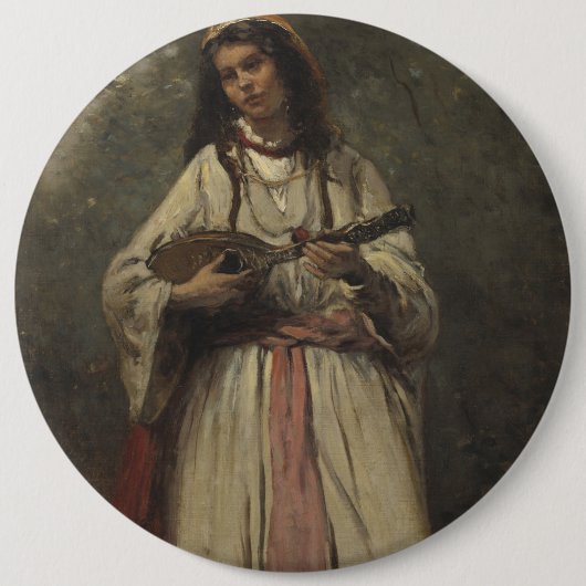 Gypsy Girl met Mandolin Ronde Button 6,0 Cm (Voorkant)