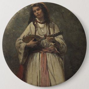 Gypsy Girl met Mandolin Ronde Button 6,0 Cm