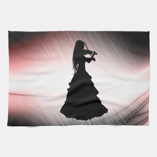 Gypsy Girl Plays Violin Theedoek (Horizontaal)