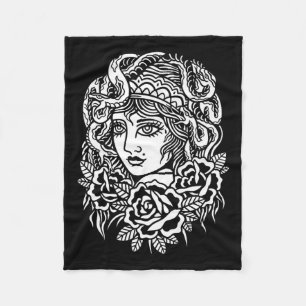 Gypsy Girl Snake American Traditional Tattoo Ink O Fleece Deken