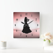 Gypsy Girl speelt Violin Black Numbers Vierkante Klok (Huis)