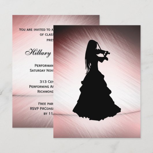 Gypsy Girl speelt Violin Unieke uitnodiging af (Voorkant / Achterkant)