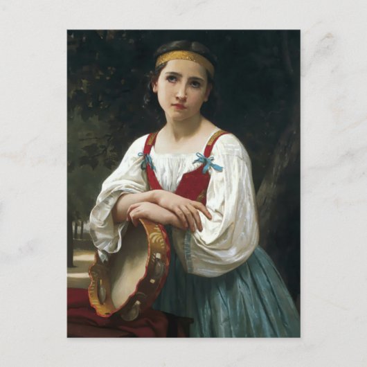 Gypsy Girl With A Tambourine beroemd gemaakt door Briefkaart (Voorkant)