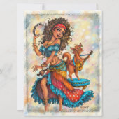 Gypsy Girls Bohemian Cat Street Dancer Art Kaart (Voorkant)