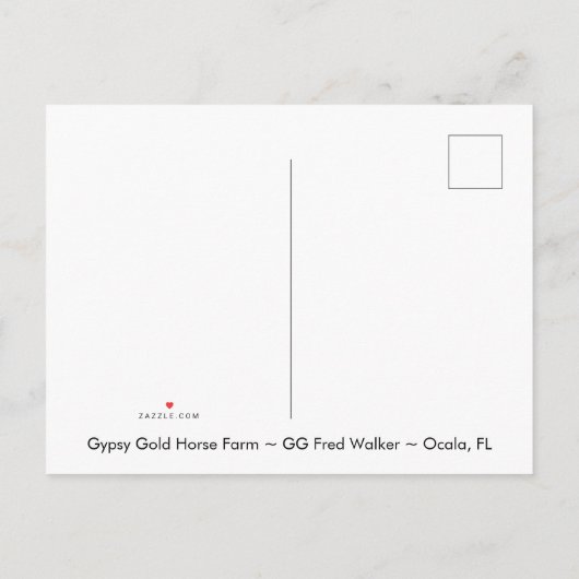 Gypsy Gold Gypsy Vanner Mare briefkaart (Achterkant)