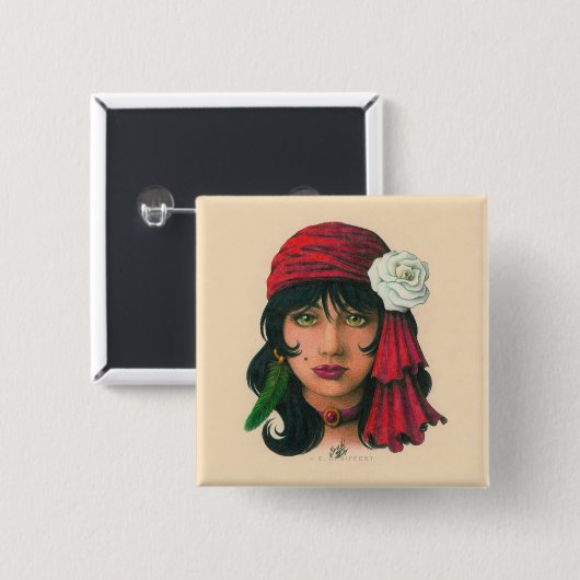 Gypsy II Vierkante Button 5,1 Cm (Voorkant /achterkant)