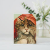 Gypsy Kat met Fan en Scarf van Maurice Boulanger Briefkaart (Staand voorkant)