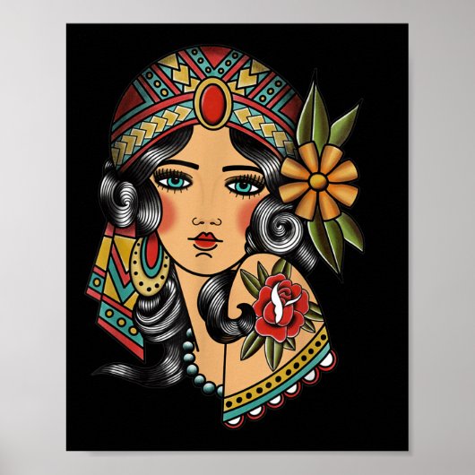 Gypsy Lady Head Fortune Teller American Traditiona Poster (Voorkant)