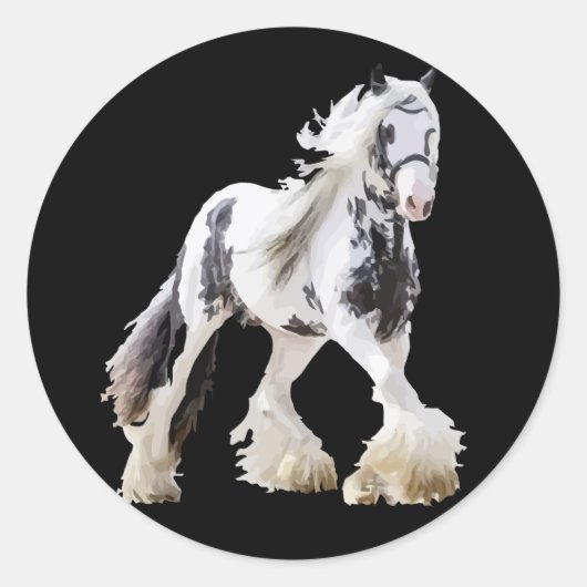 Gypsy Mare Stallion Draft Horse Ronde Sticker (Voorkant)