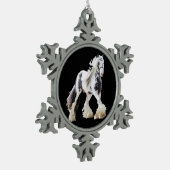 Gypsy Mare Stallion Draft Horse Tin Sneeuwvlok Ornament (Links)