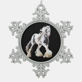 Gypsy Mare Stallion Draft Horse Tin Sneeuwvlok Ornament