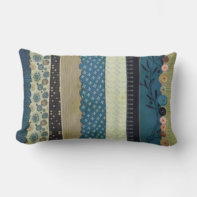 Gypsy MoJo Pillow - Blue en Tan Kussen (Voorkant)
