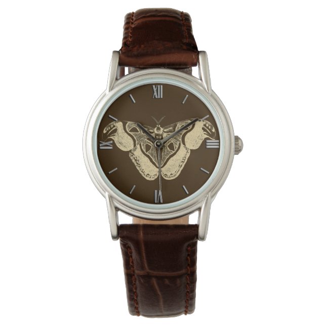 Gypsy mot, chocoladebruin en beige horloge (Voorkant)