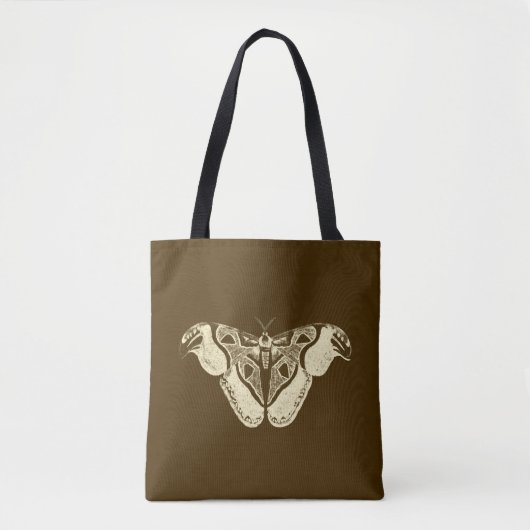 Gypsy mot, chocoladebruin en beige tote bag (Voorkant)