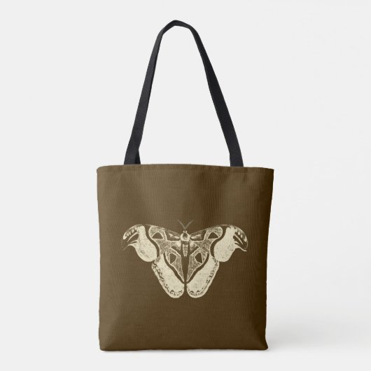 Gypsy mot, chocoladebruin en beige tote bag (Achterkant)