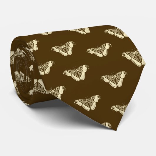 Gypsy motpatroon, chocoladebruin en beige stropdas (Opgerold)