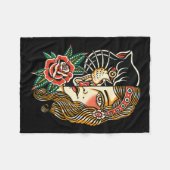 Gypsy Panther American Traditional Tattoo Ink Old Fleece Deken (Voorkant (Horizontaal))