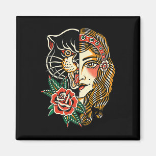 Gypsy Panther American Traditional Tattoo Ink Old Magneet