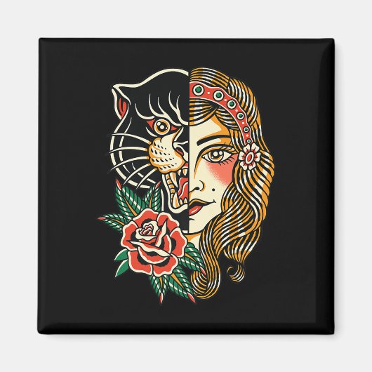 Gypsy Panther American Traditional Tattoo Ink Old Magneet (Voorkant)