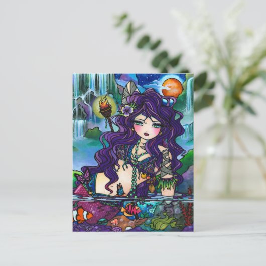 Gypsy Pirate Mermaid Fantasy Marine Art Briefkaart (Staand voorkant)