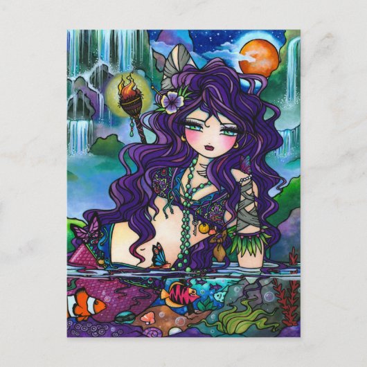 Gypsy Pirate Mermaid Fantasy Marine Art Briefkaart (Voorkant)